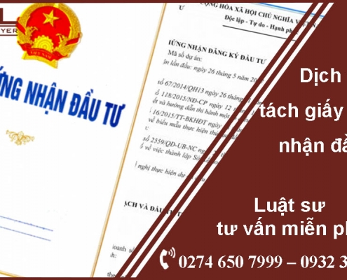 Dịch vụ tách giấy chứng nhận đăng ký đầu tư